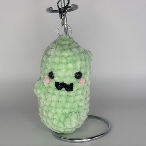 Handmade Crochet Pickle Keychain